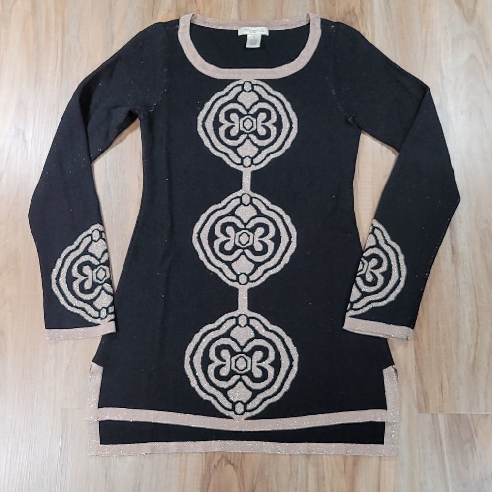 🔹️Arden B Black & Gold Rayon Blend Tunic Sweater Small